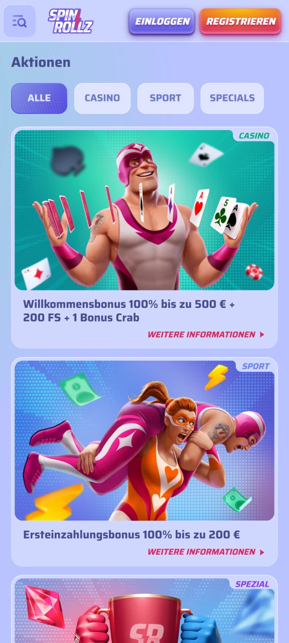 spinrollz aktionen app