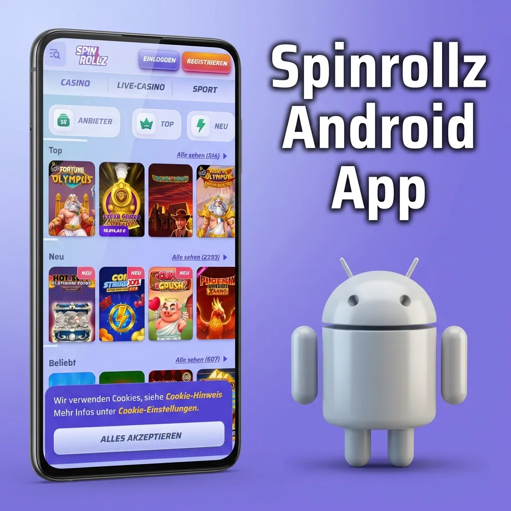 Spinrollz Android app installation guide showing download and setup steps for APK file on mobile device