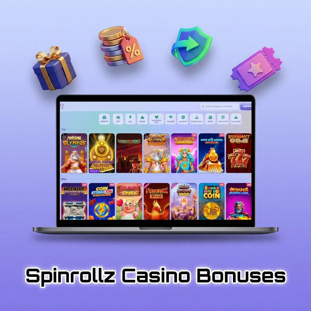 Spinrollz Casino bonus offers including reload, cashback, free spins, and live casino promotions for players.