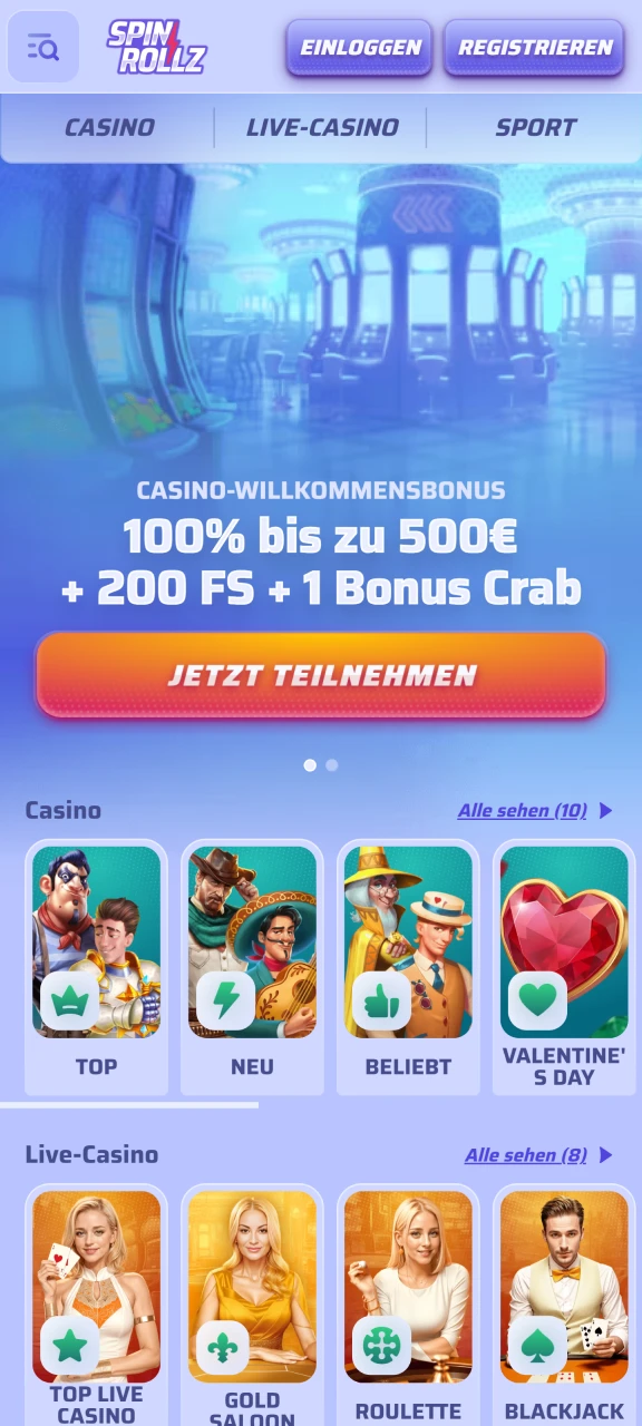spinrollz die startseite app