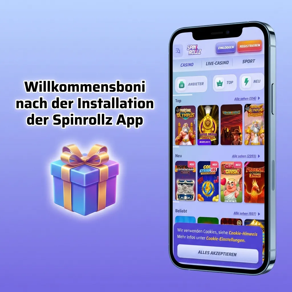 Willkommensboni nach der Installation der Spinrollz App