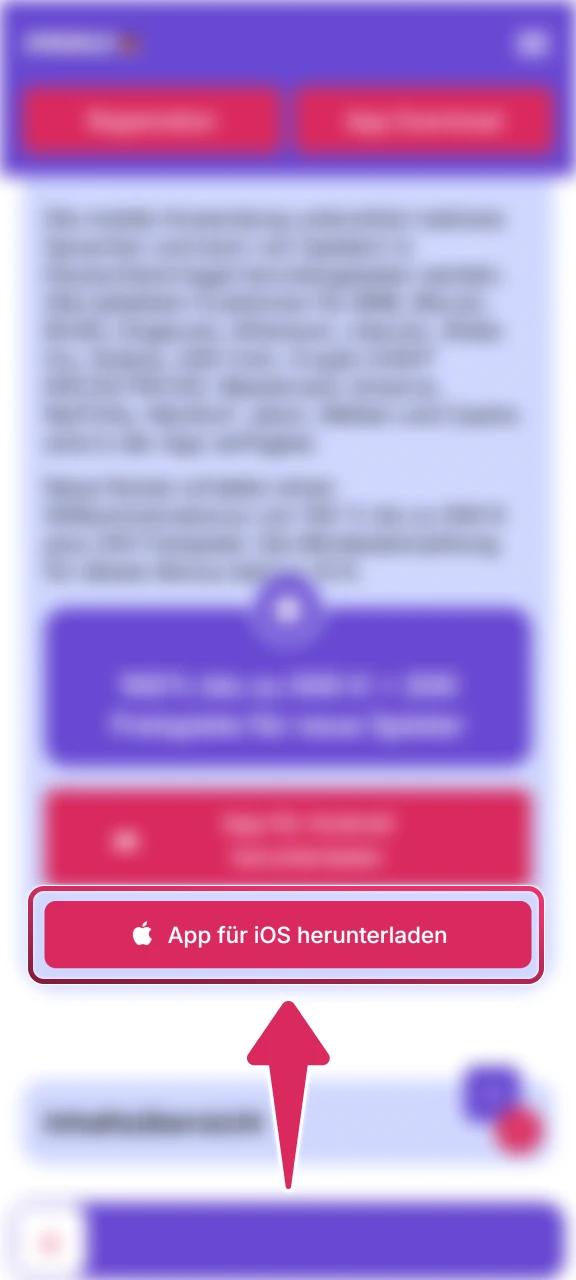 Öffnen Sie die offizielle Download-Seite der Spinrollz App für iOS.